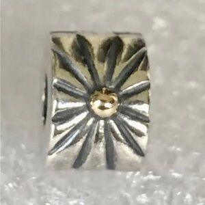 Pandora Sterling Silver 14k Gold Sunburst Clip Bead Charm